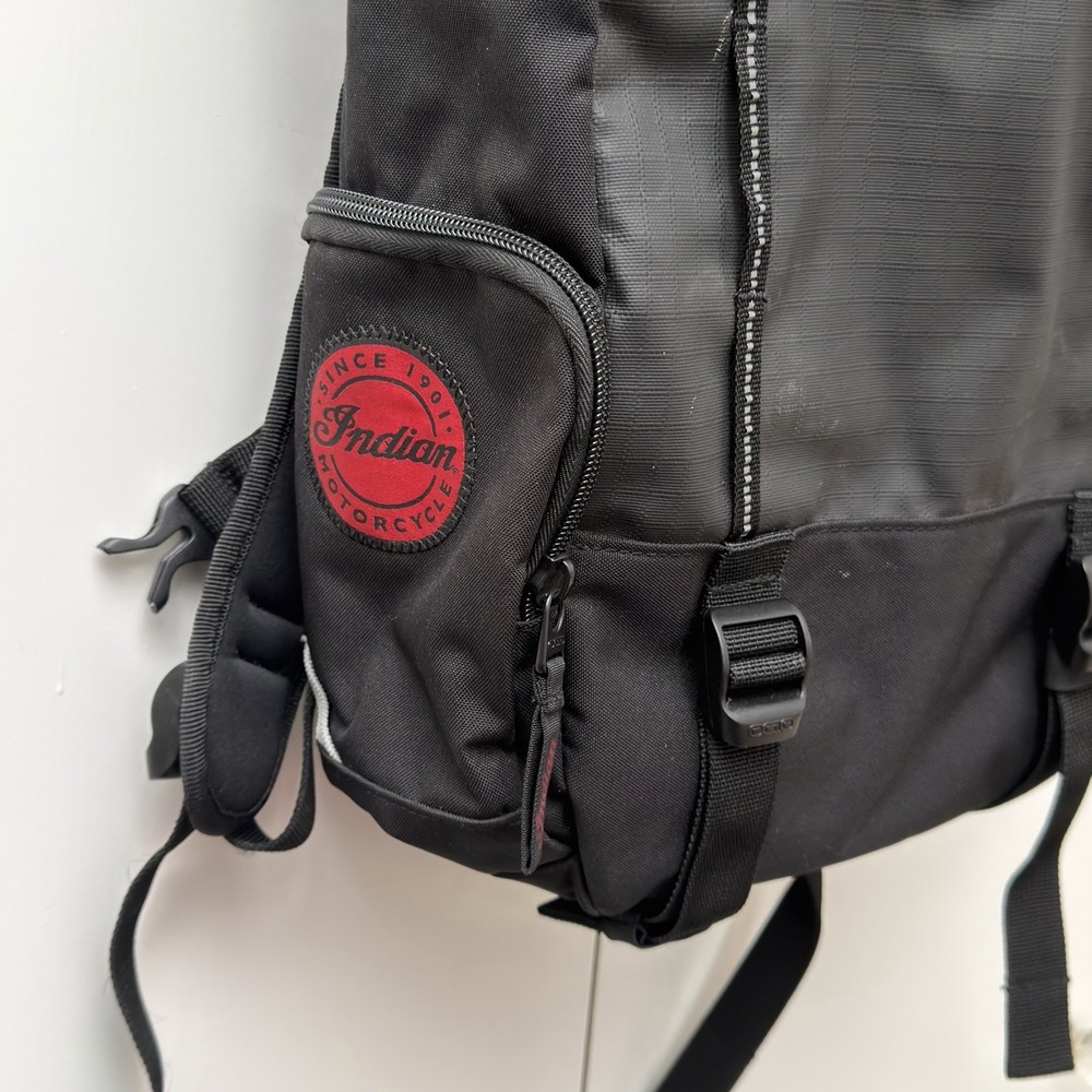 Indian Scout Motorcycle Ogio Backpack Black Gray Red Water Repel 18"x12" - Picture 6 of 16